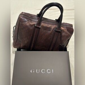 Vintage Gucci Guccisima leather travel/business bag in chocolate brown